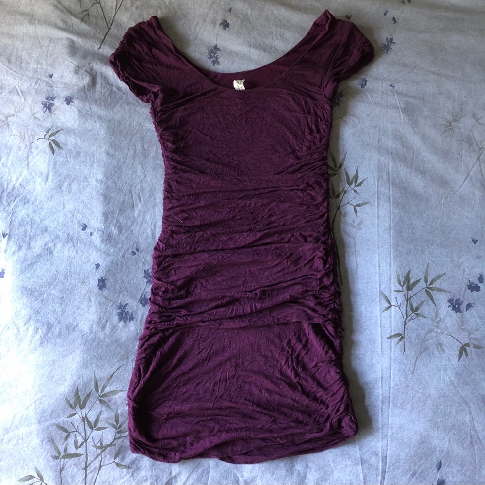 Free People ruched double layered bodycon dress